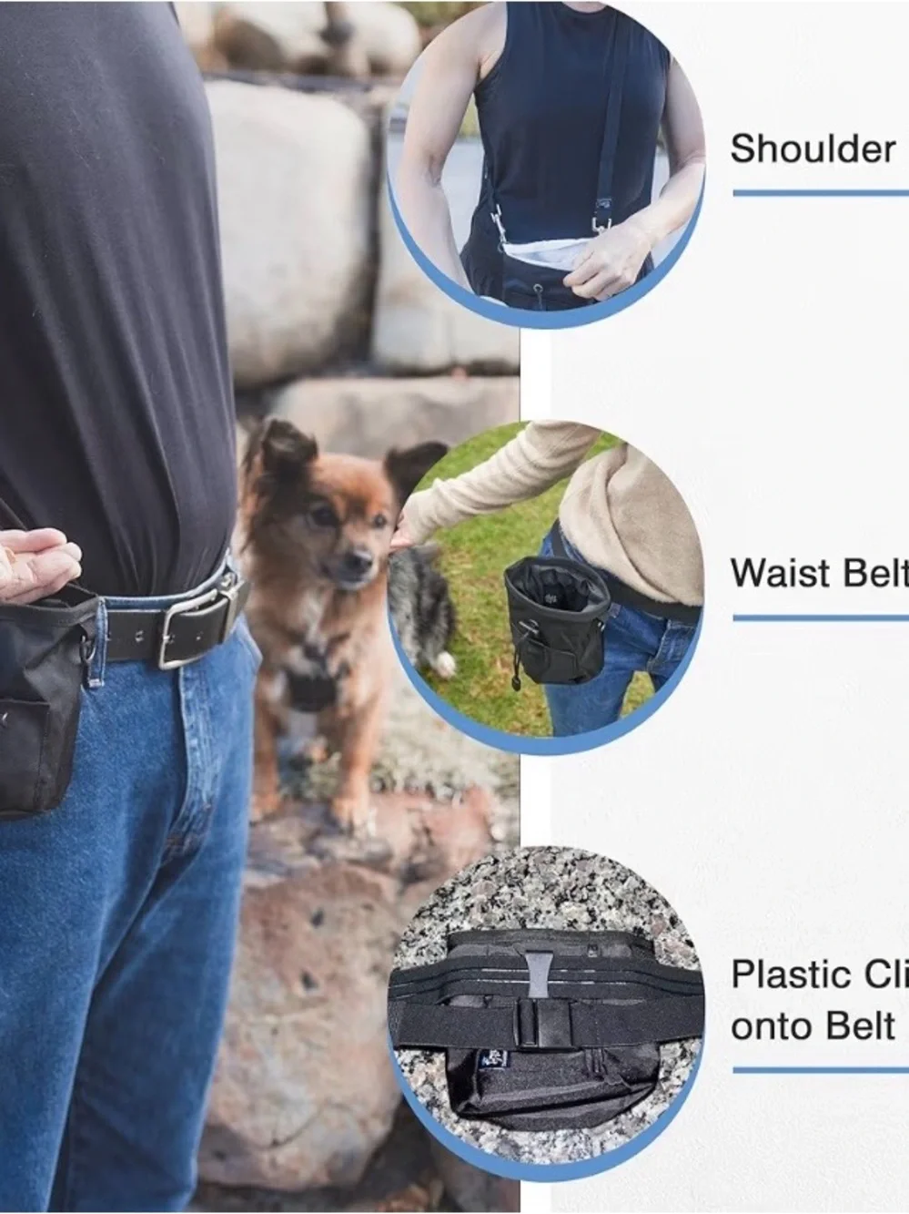 Dog/Treat Pouch/Great for Dog Training/Sling-style strap & non-slip belt/Red